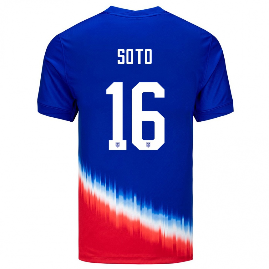 Kids Football United States Ezekiel Soto #16 Blue Away Jersey 24-26 T-Shirt
