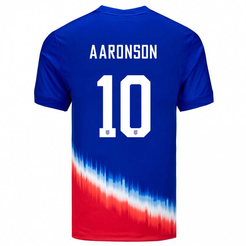 Kids Football United States Paxten Aaronson #10 Blue Away Jersey 24-26 T-Shirt