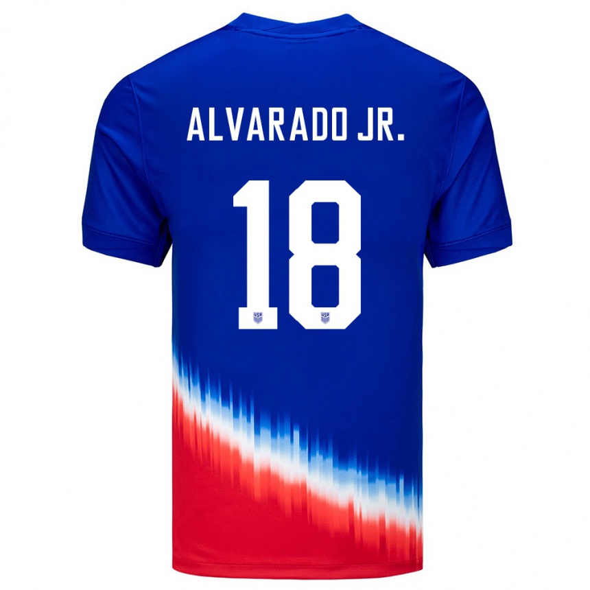 Kids Football United States Alejandro Alvarado Jr #18 Blue Away Jersey 24-26 T-Shirt