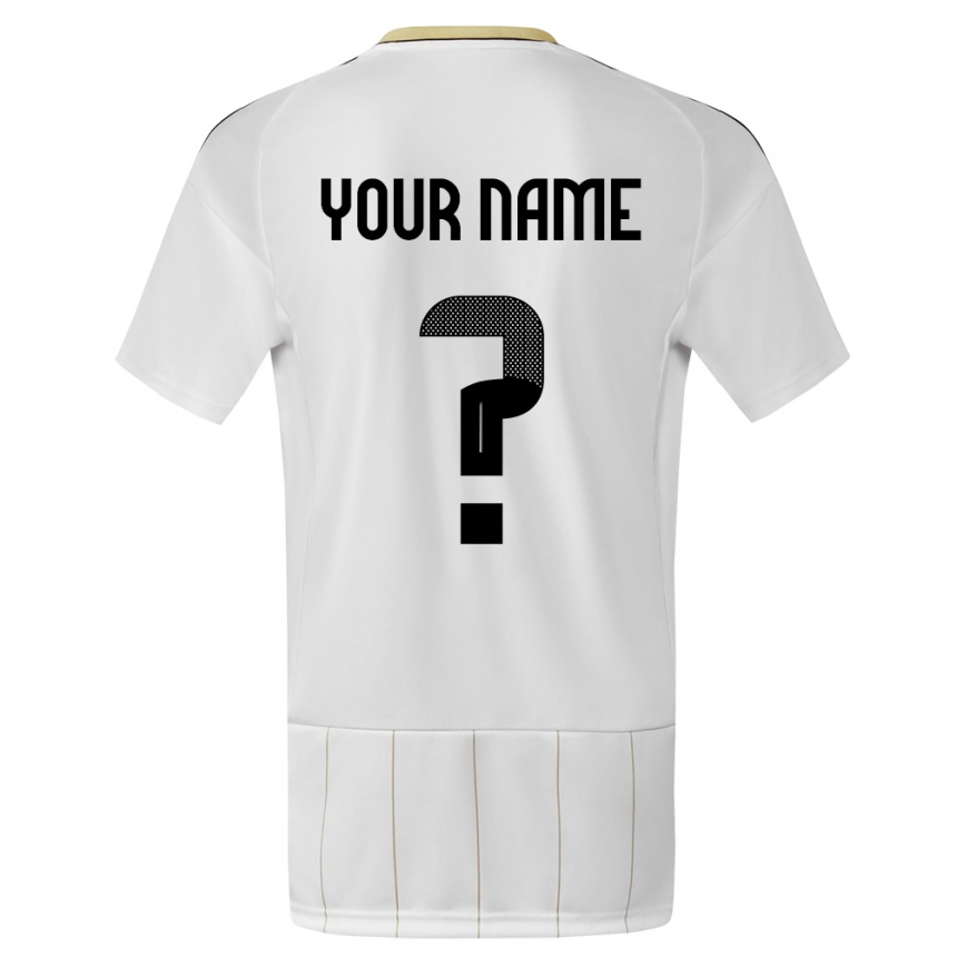 Kids Football Costa Rica Your Name #0 White Away Jersey 24-26 T-Shirt