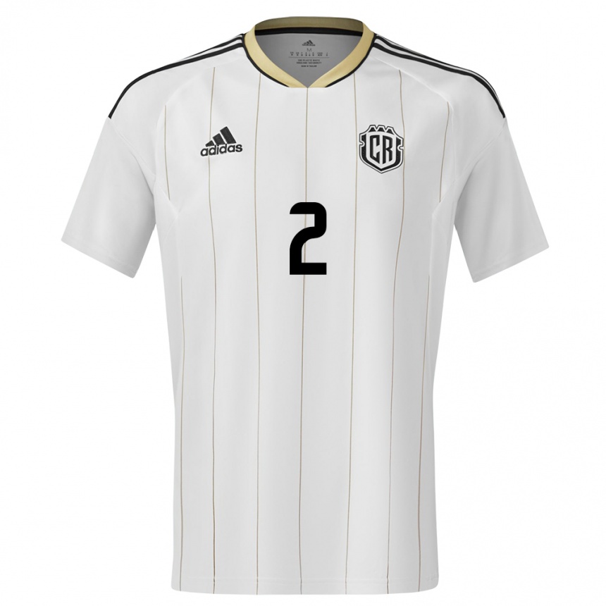 Kids Football Costa Rica Daniel Chacon #2 White Away Jersey 24-26 T-Shirt