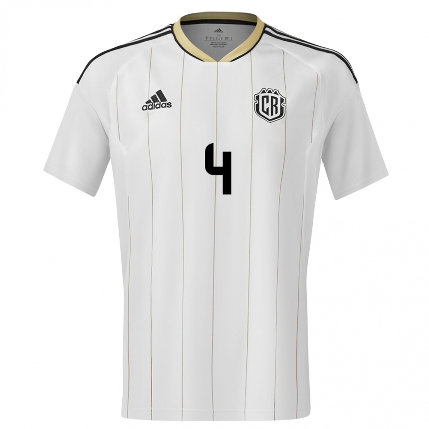 Kids Football Costa Rica Brandon Calderon #4 White Away Jersey 24-26 T-Shirt