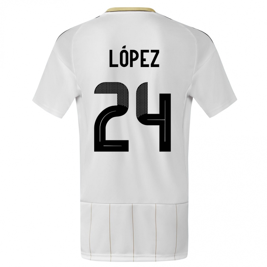 Kids Football Costa Rica Douglas Lopez #24 White Away Jersey 24-26 T-Shirt