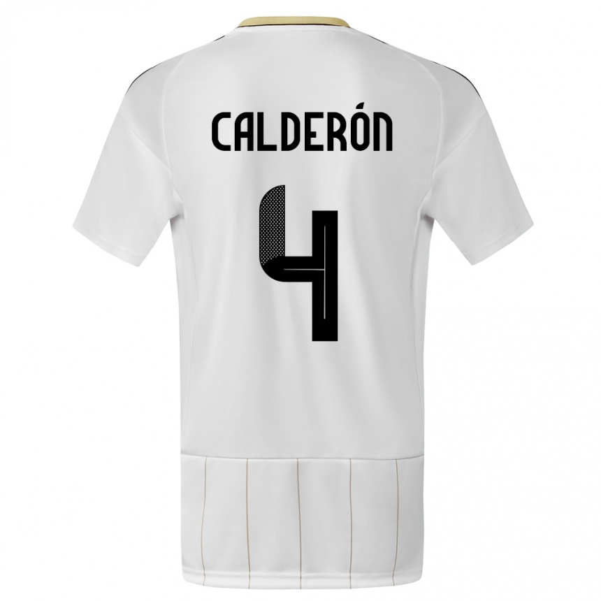 Kids Football Costa Rica Brandon Calderon #4 White Away Jersey 24-26 T-Shirt