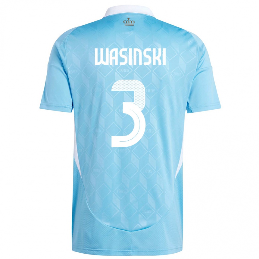 Kids Football Belgium Martin Wasinski #3 Blue Away Jersey 24-26 T-Shirt