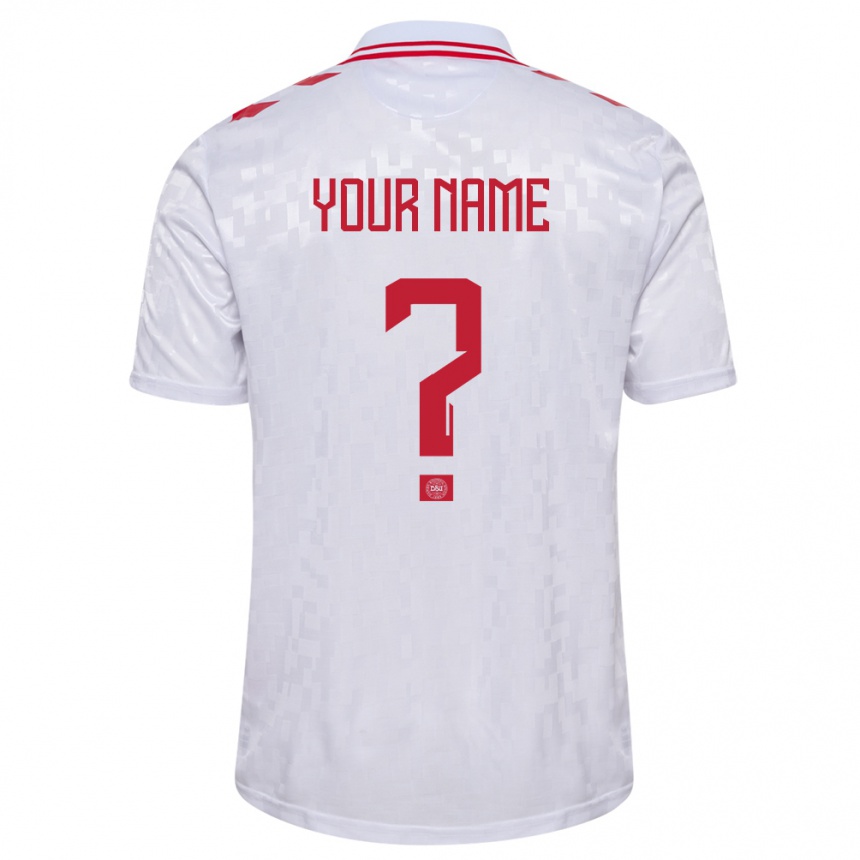Kids Football Denmark Your Name #0 White Away Jersey 24-26 T-Shirt