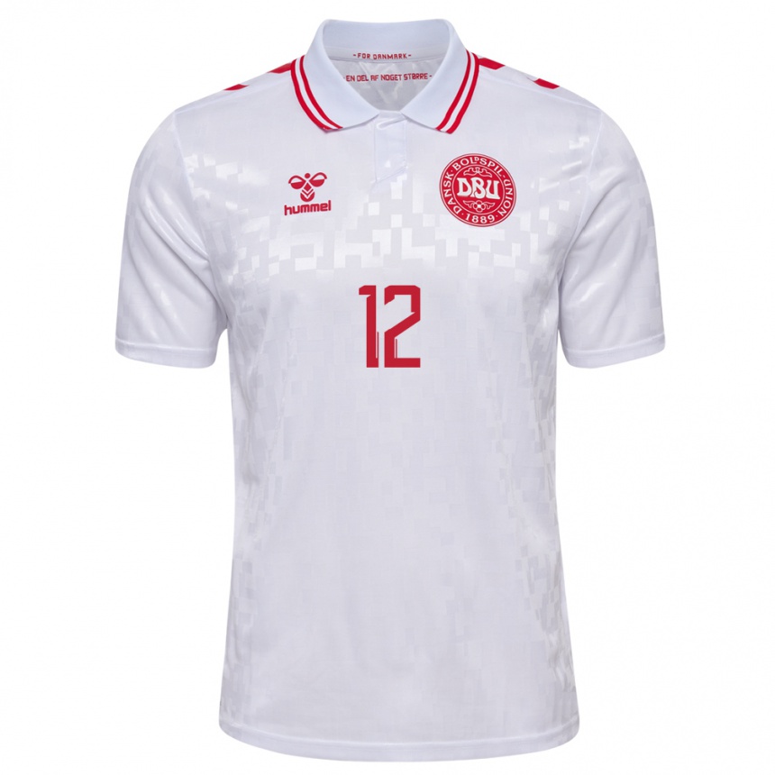 Kids Football Denmark Tobias Storm #12 White Away Jersey 24-26 T-Shirt