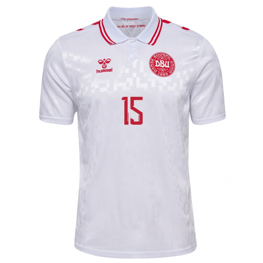 Kids Football Denmark Philip Billing #15 White Away Jersey 24-26 T-Shirt