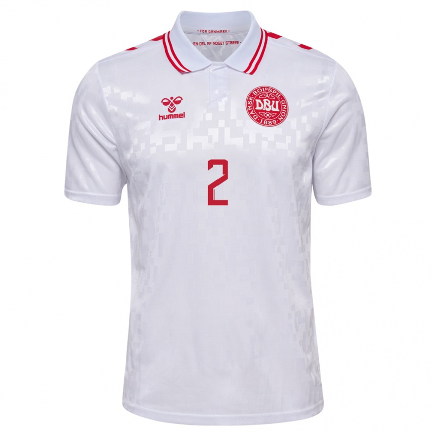 Kids Football Denmark Kaare Barslund #2 White Away Jersey 24-26 T-Shirt