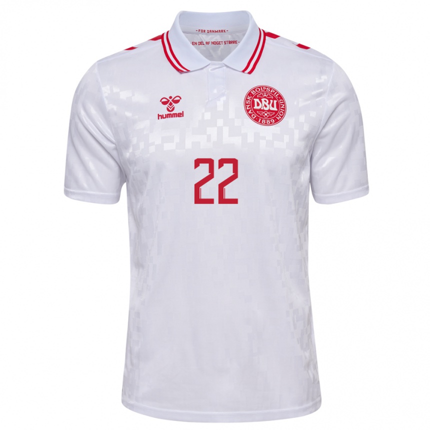 Kids Football Denmark Maja Bay Ostergaard #22 White Away Jersey 24-26 T-Shirt