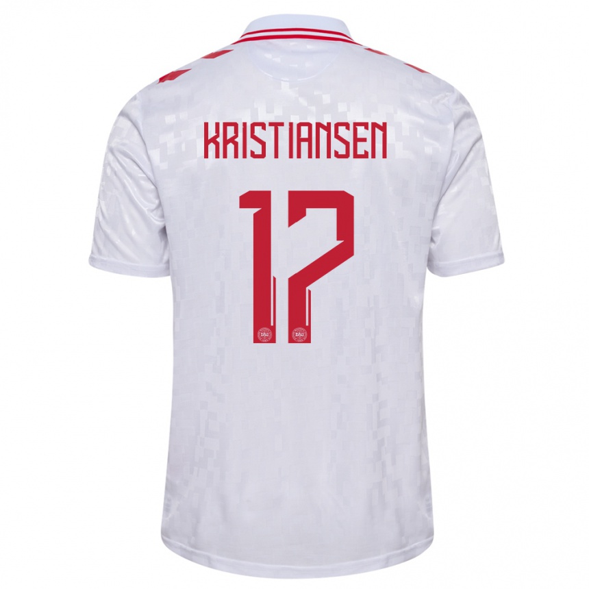 Kids Football Denmark Victor Kristiansen #17 White Away Jersey 24-26 T-Shirt