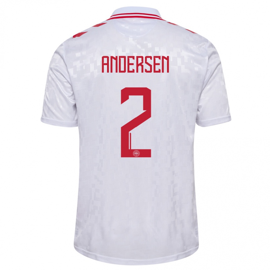 Kids Football Denmark Joachim Andersen #2 White Away Jersey 24-26 T-Shirt