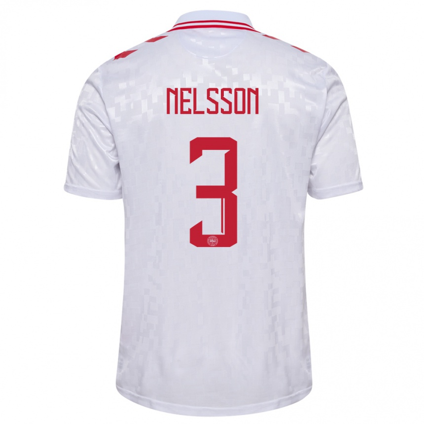 Kids Football Denmark Victor Nelsson #3 White Away Jersey 24-26 T-Shirt