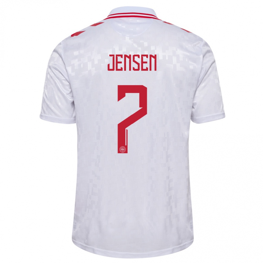 Kids Football Denmark Mathias Jensen #7 White Away Jersey 24-26 T-Shirt