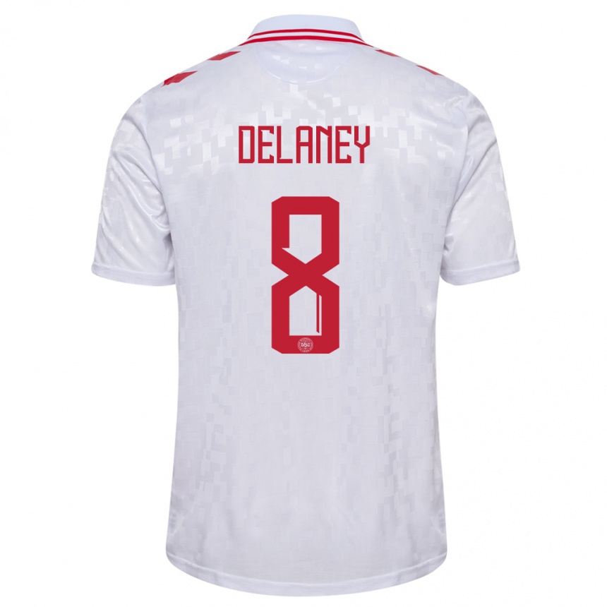 Kids Football Denmark Thomas Delaney #8 White Away Jersey 24-26 T-Shirt
