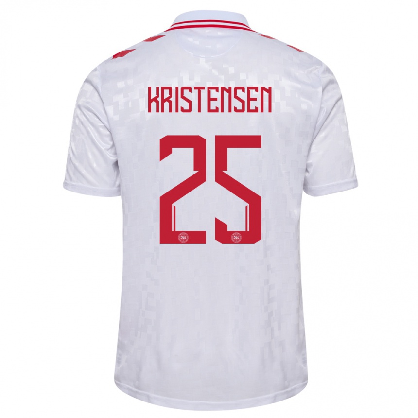 Kids Football Denmark Rasmus Kristensen #25 White Away Jersey 24-26 T-Shirt