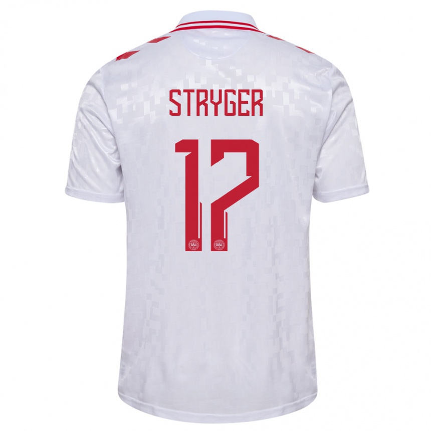 Kids Football Denmark Jens Stryger Larsen #17 White Away Jersey 24-26 T-Shirt