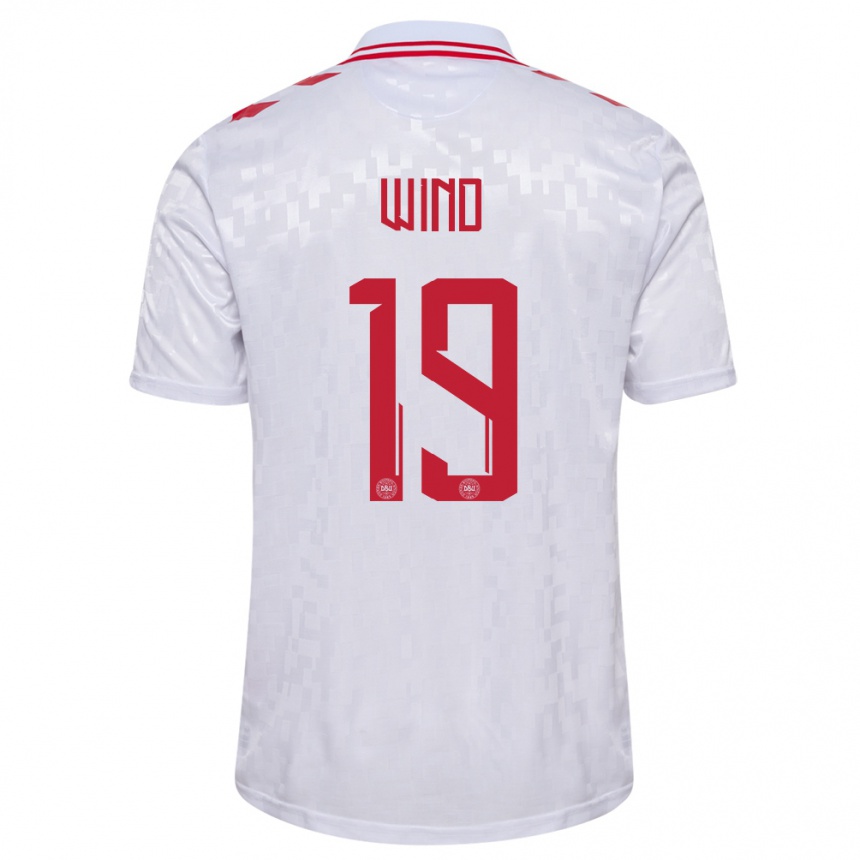 Kids Football Denmark Jonas Wind #19 White Away Jersey 24-26 T-Shirt