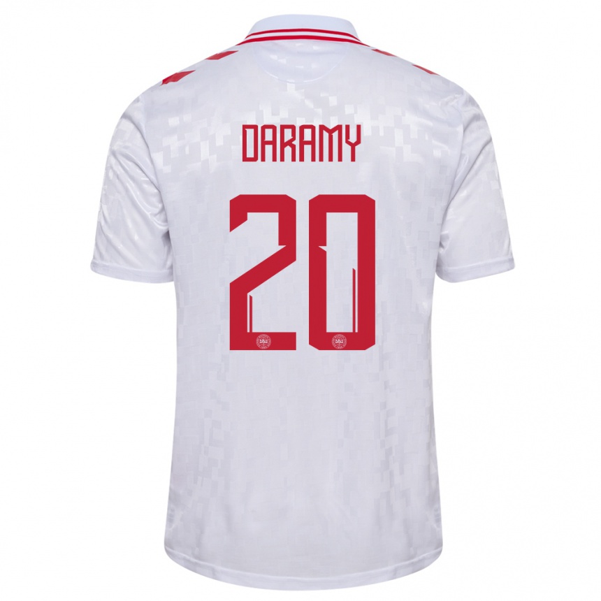 Kids Football Denmark Mohamed Daramy #20 White Away Jersey 24-26 T-Shirt