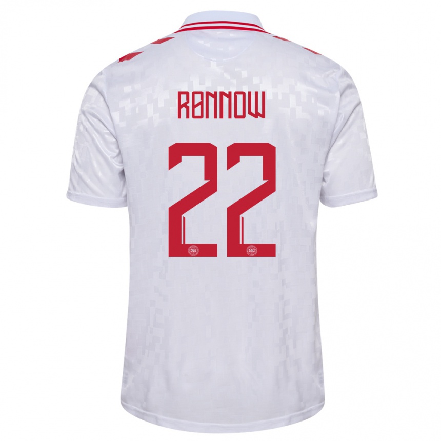 Kids Football Denmark Frederik Ronnow #22 White Away Jersey 24-26 T-Shirt