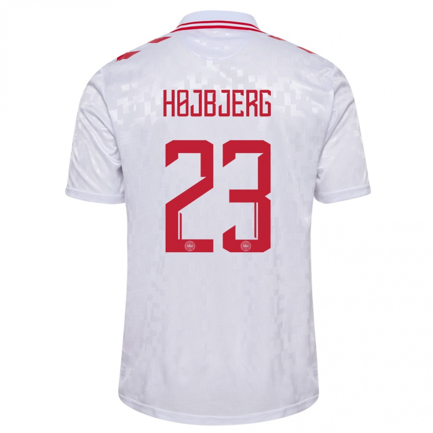 Kids Football Denmark Pierre Emile Hojbjerg #23 White Away Jersey 24-26 T-Shirt