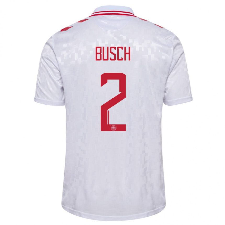 Kids Football Denmark Alexander Busch #2 White Away Jersey 24-26 T-Shirt