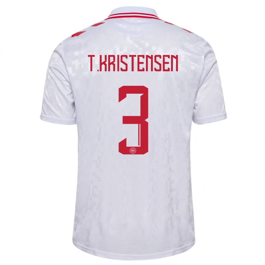 Kids Football Denmark Thomas Kristensen #3 White Away Jersey 24-26 T-Shirt