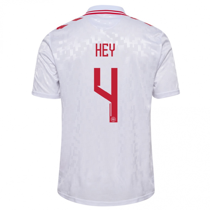 Kids Football Denmark Lucas Hey #4 White Away Jersey 24-26 T-Shirt