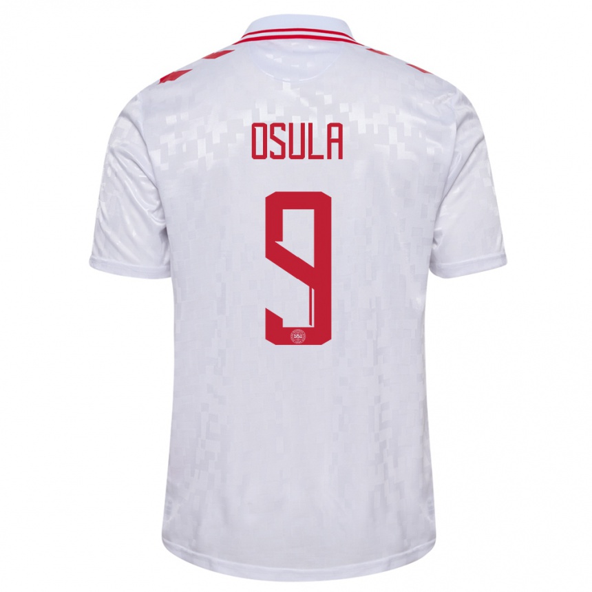 Kids Football Denmark William Osula #9 White Away Jersey 24-26 T-Shirt