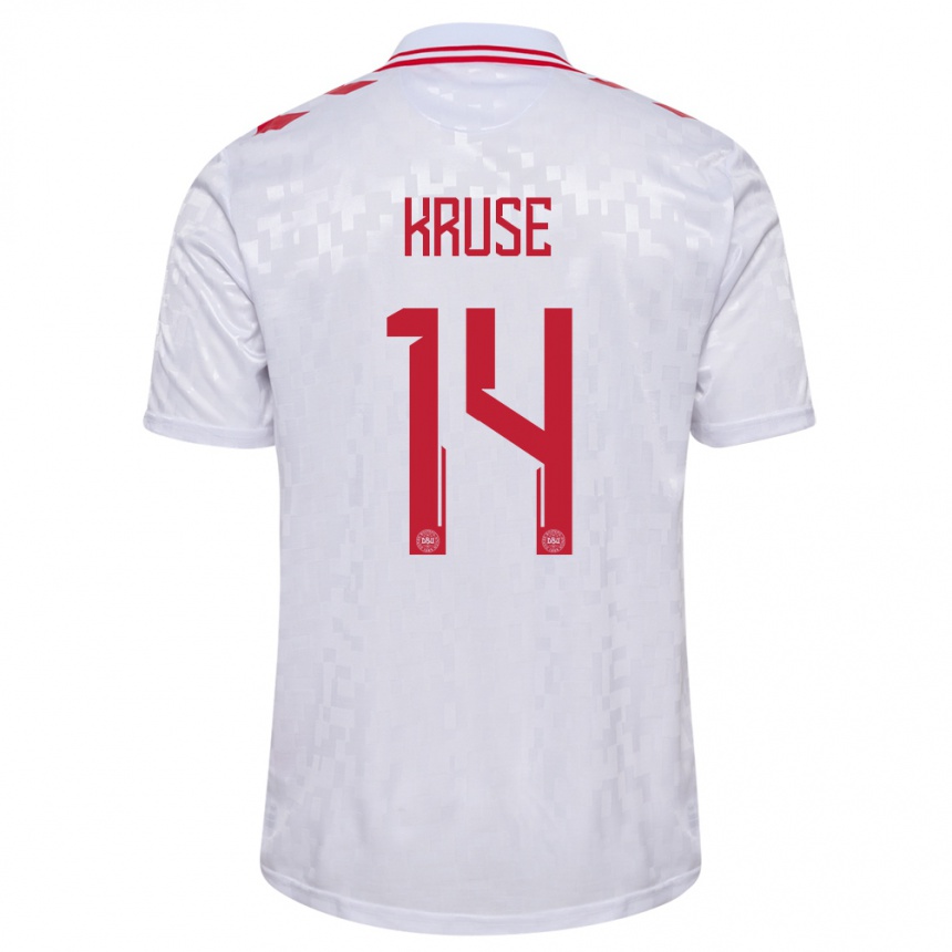 Kids Football Denmark David Kruse #14 White Away Jersey 24-26 T-Shirt