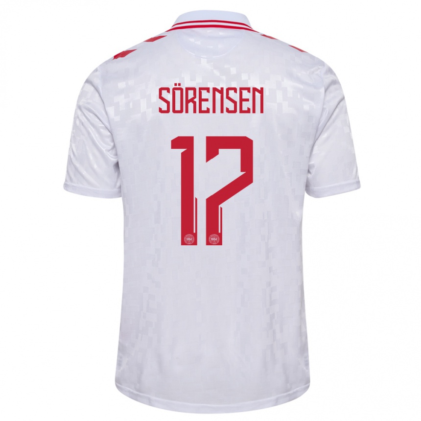 Kids Football Denmark Oliver Sörensen #17 White Away Jersey 24-26 T-Shirt