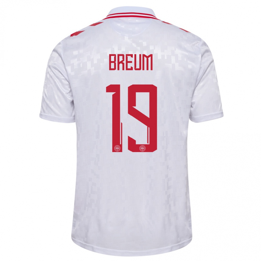 Kids Football Denmark Jakob Breum #19 White Away Jersey 24-26 T-Shirt