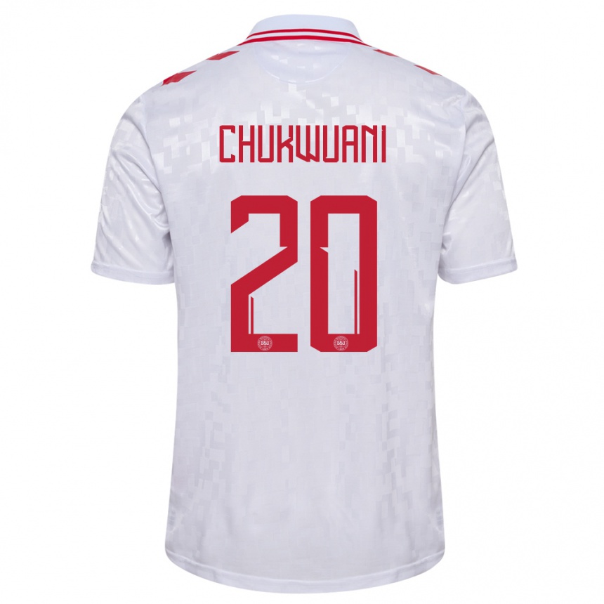 Kids Football Denmark Tochi Chukwuani #20 White Away Jersey 24-26 T-Shirt