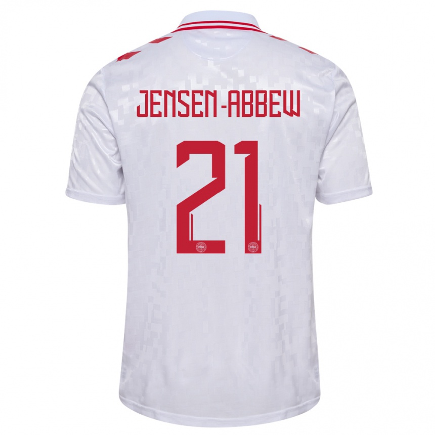 Kids Football Denmark Jonas Jensen-Abbew #21 White Away Jersey 24-26 T-Shirt