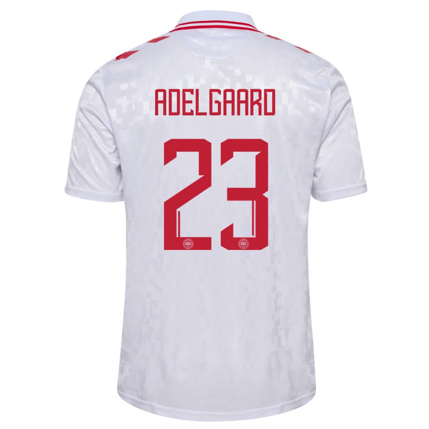 Kids Football Denmark Aske Adelgaard #23 White Away Jersey 24-26 T-Shirt