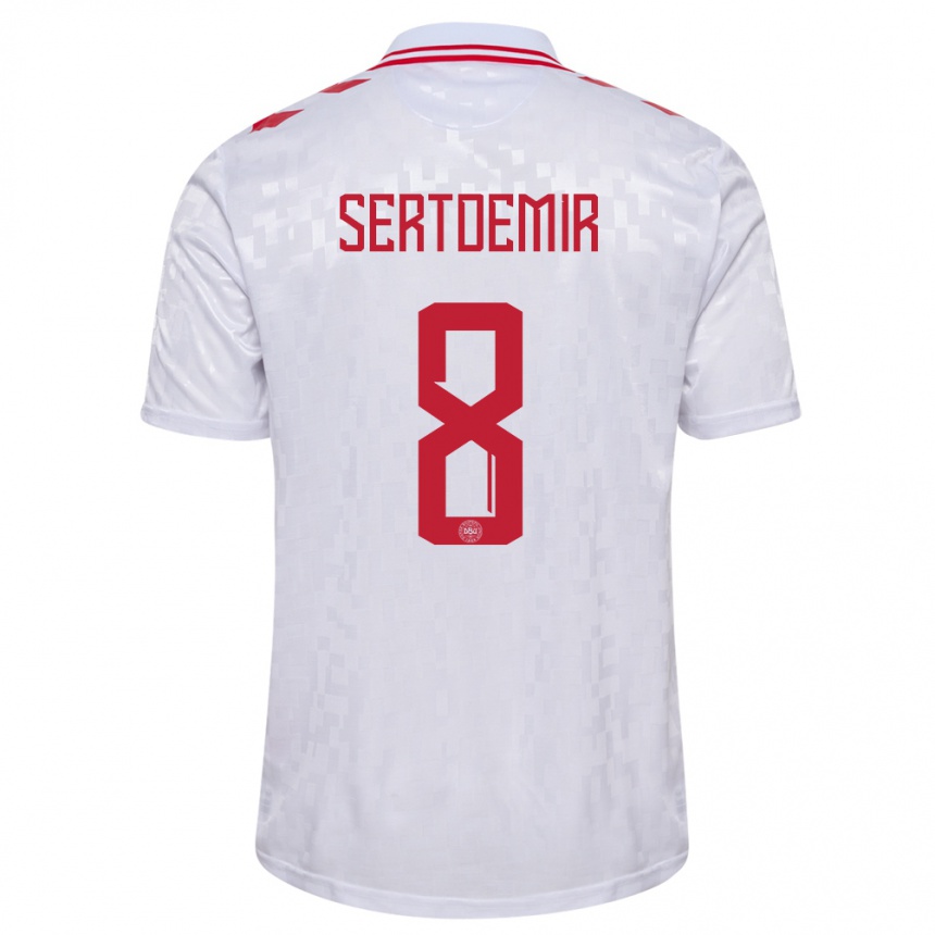 Kids Football Denmark Zidan Sertdemir #8 White Away Jersey 24-26 T-Shirt