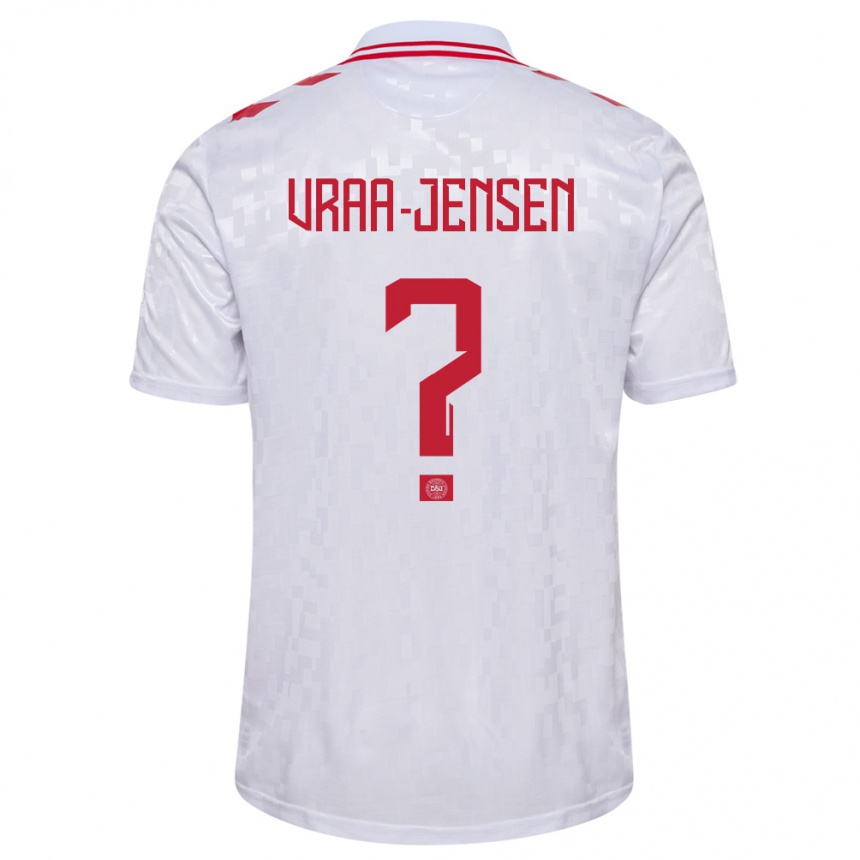 Kids Football Denmark Ludwig Vraa-Jensen #0 White Away Jersey 24-26 T-Shirt