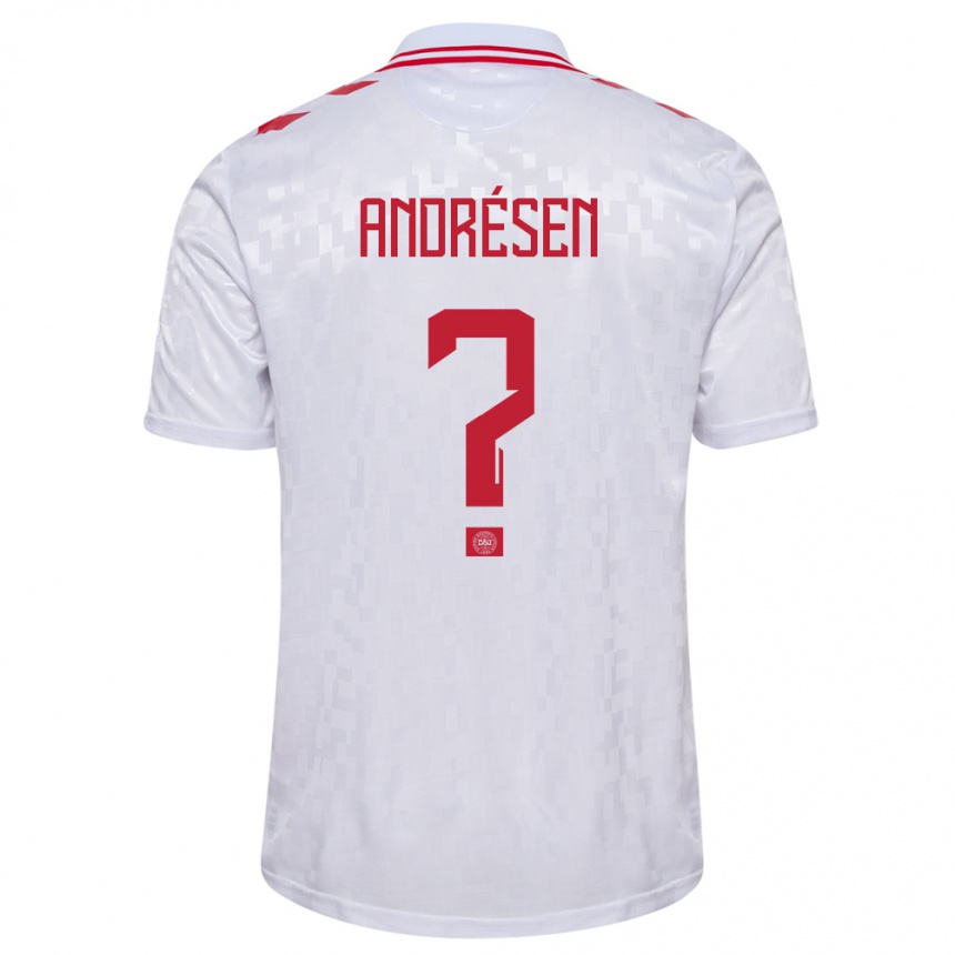 Kids Football Denmark Aske Andrésen #0 White Away Jersey 24-26 T-Shirt