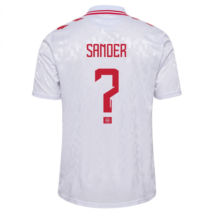 Kids Football Denmark Theo Sander #0 White Away Jersey 24-26 T-Shirt