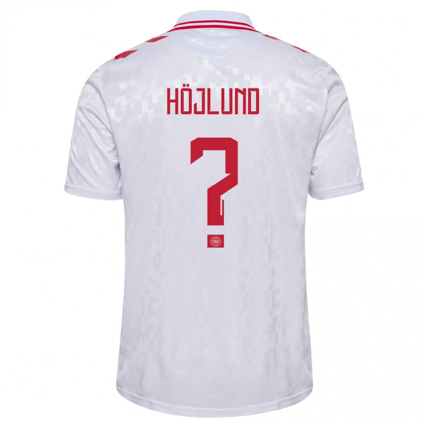 Kids Football Denmark Oscar Höjlund #0 White Away Jersey 24-26 T-Shirt