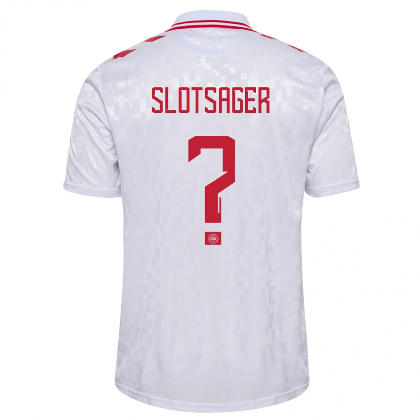 Kids Football Denmark Tobias Slotsager #0 White Away Jersey 24-26 T-Shirt