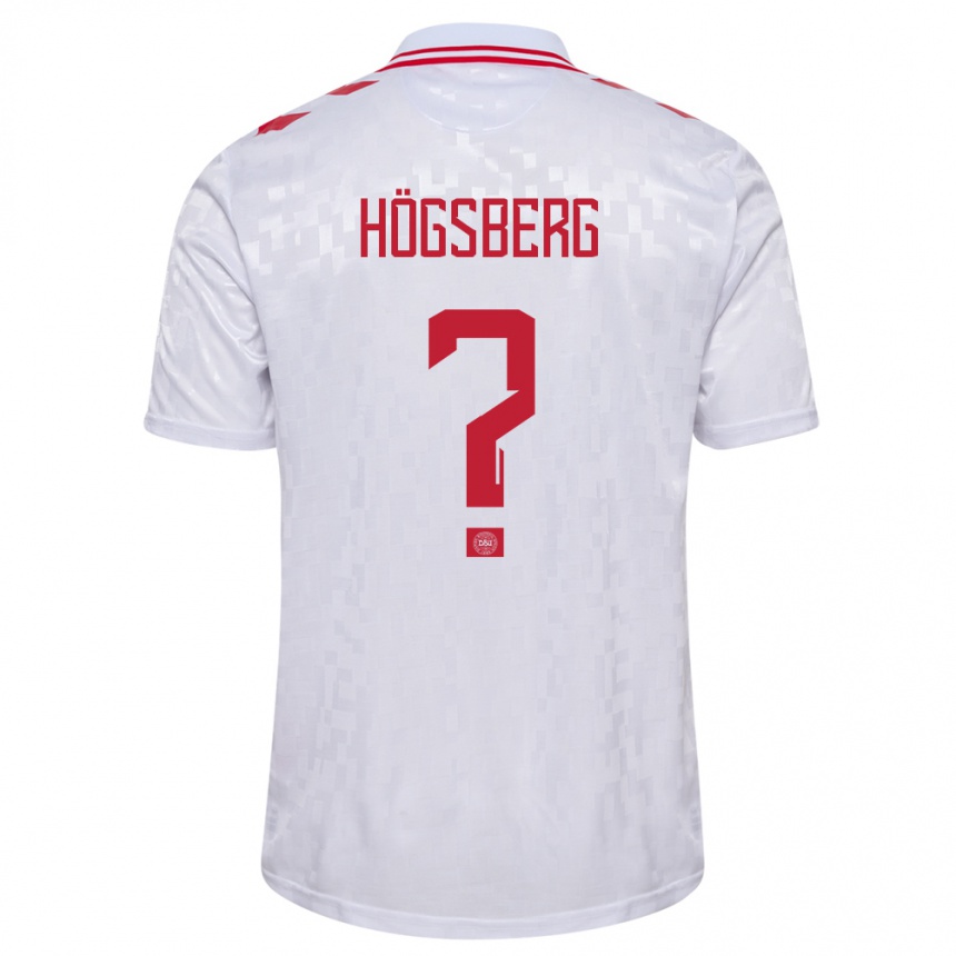 Kids Football Denmark Lucas Högsberg #0 White Away Jersey 24-26 T-Shirt