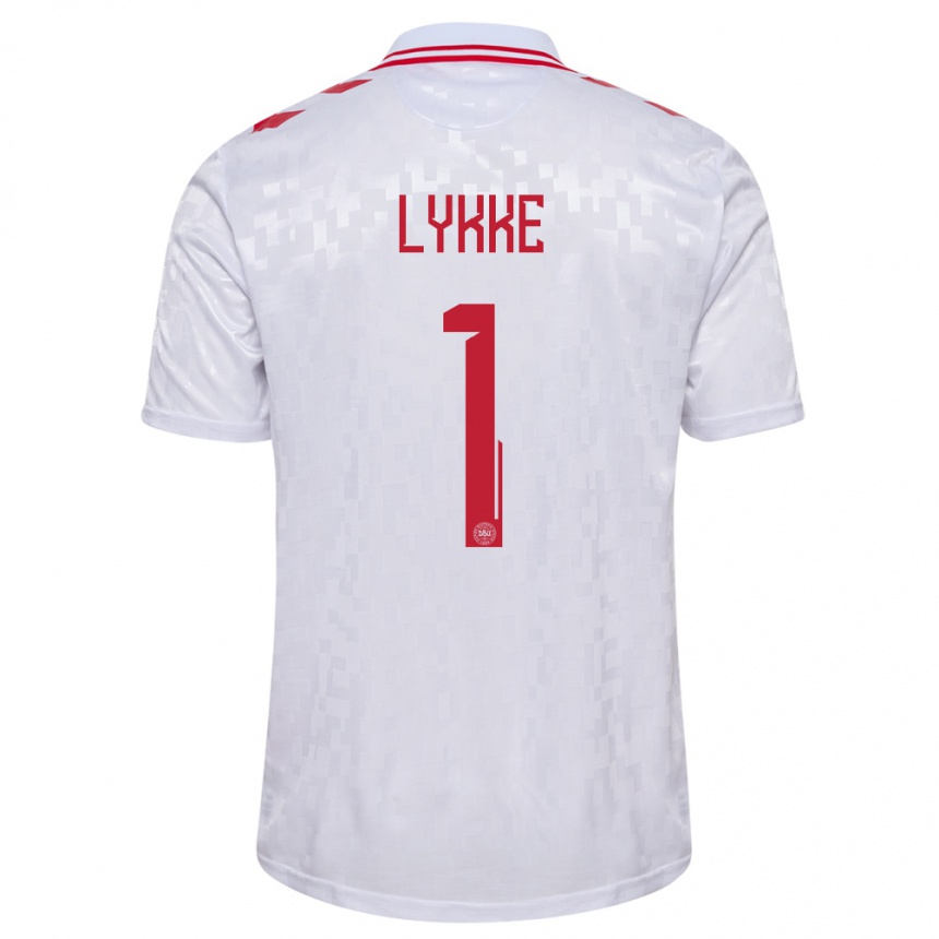 Kids Football Denmark William Lykke #1 White Away Jersey 24-26 T-Shirt