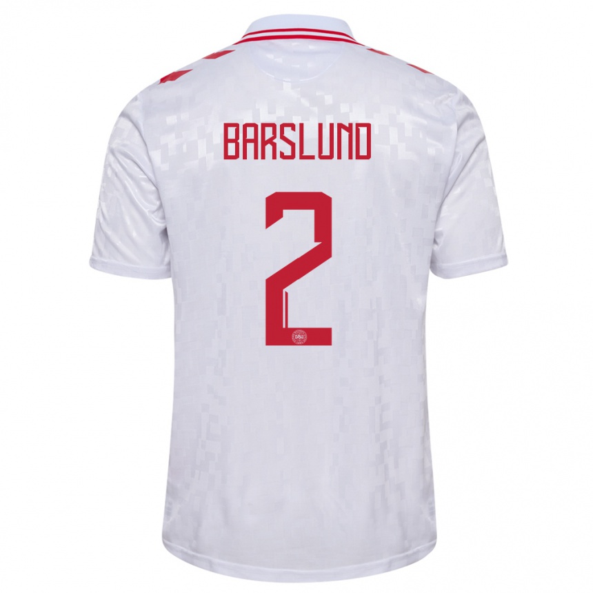 Kids Football Denmark Kaare Barslund #2 White Away Jersey 24-26 T-Shirt