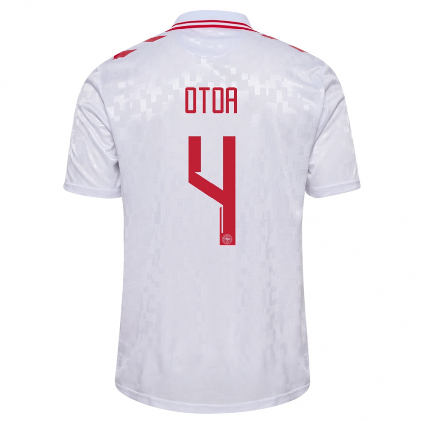 Kids Football Denmark Sebastian Otoa #4 White Away Jersey 24-26 T-Shirt