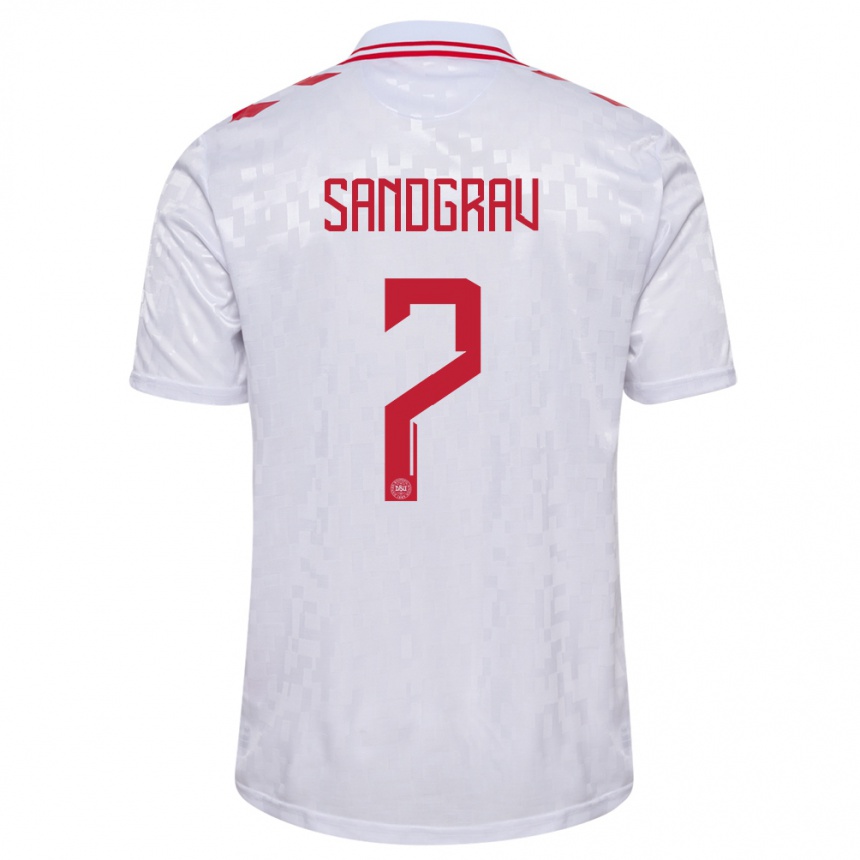 Kids Football Denmark Lauge Sandgrav #7 White Away Jersey 24-26 T-Shirt