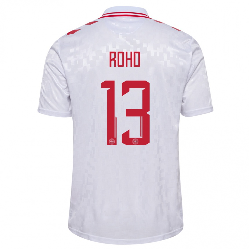 Kids Football Denmark Emil Rohd #13 White Away Jersey 24-26 T-Shirt