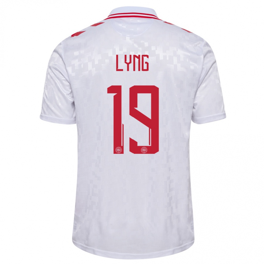 Kids Football Denmark Alexander Lyng #19 White Away Jersey 24-26 T-Shirt