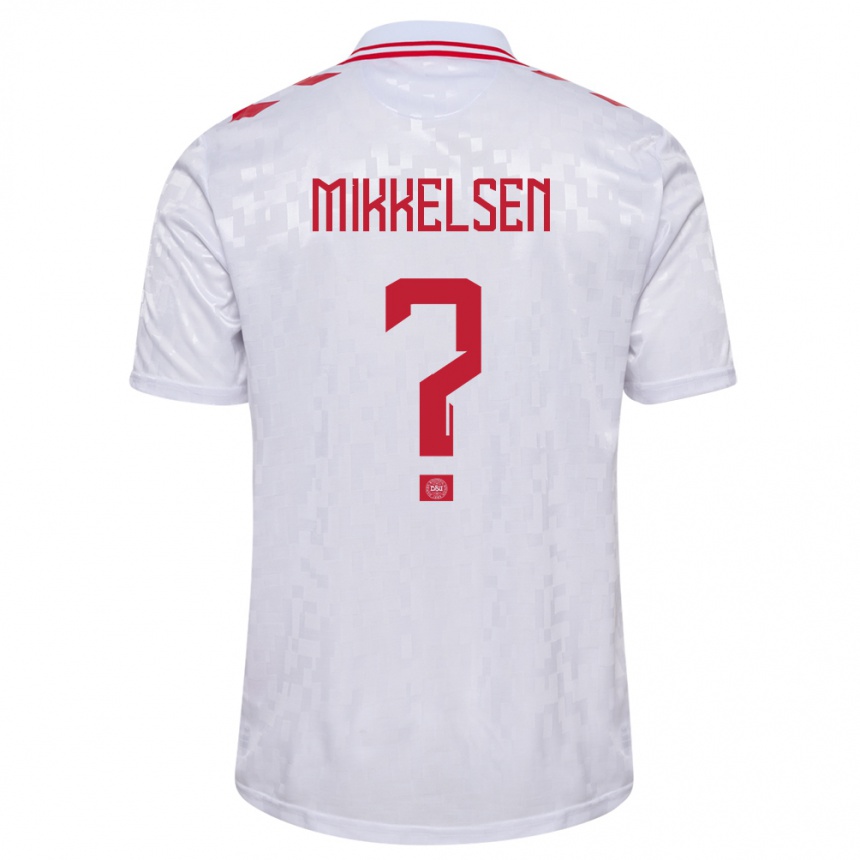 Kids Football Denmark Sebastian Mikkelsen #0 White Away Jersey 24-26 T-Shirt