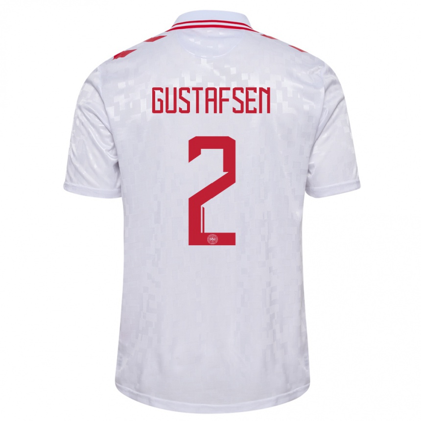 Kids Football Denmark Victor Gustafsen #2 White Away Jersey 24-26 T-Shirt